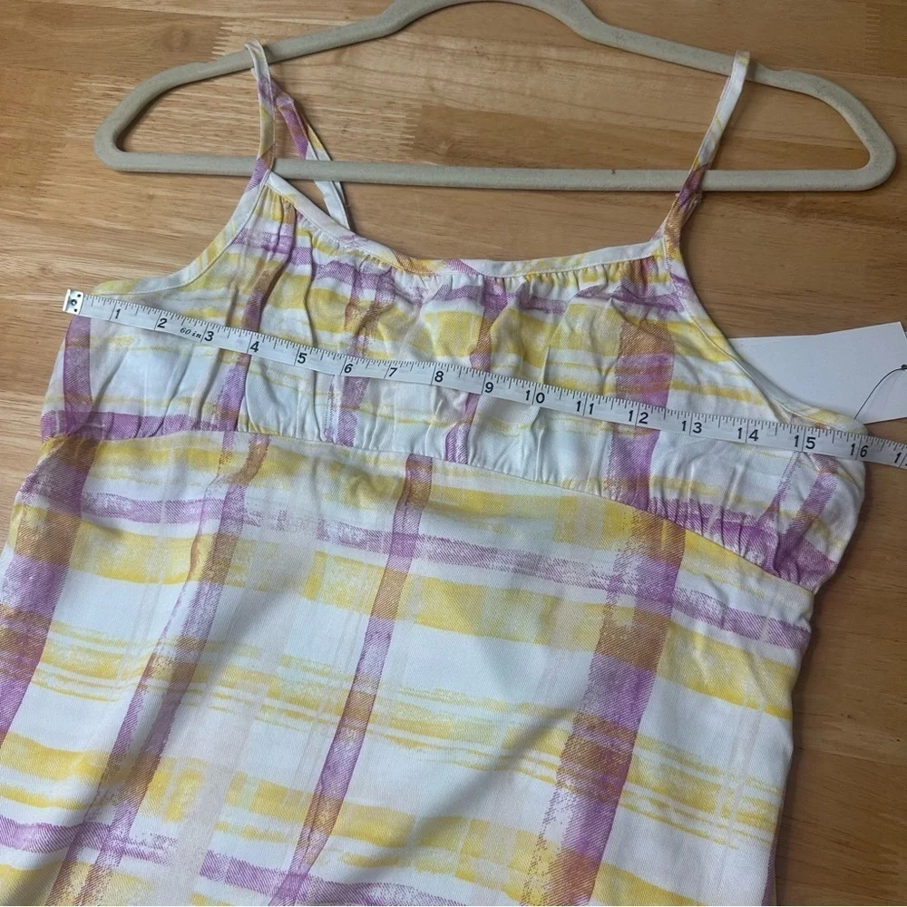 Calvin Klein Girls Yellow Purple Plaid Dress with Elastic XL Adjustable Straps